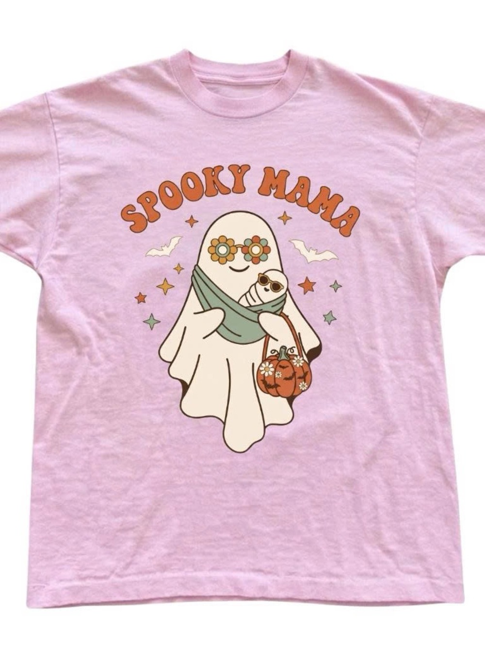 Gildan Pink 'Spooky Mama' Ghost Graphic Tee